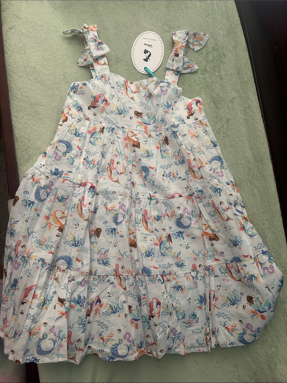 Janie and Jack Disney The Little Mermaid White Sundress with Colorful Print